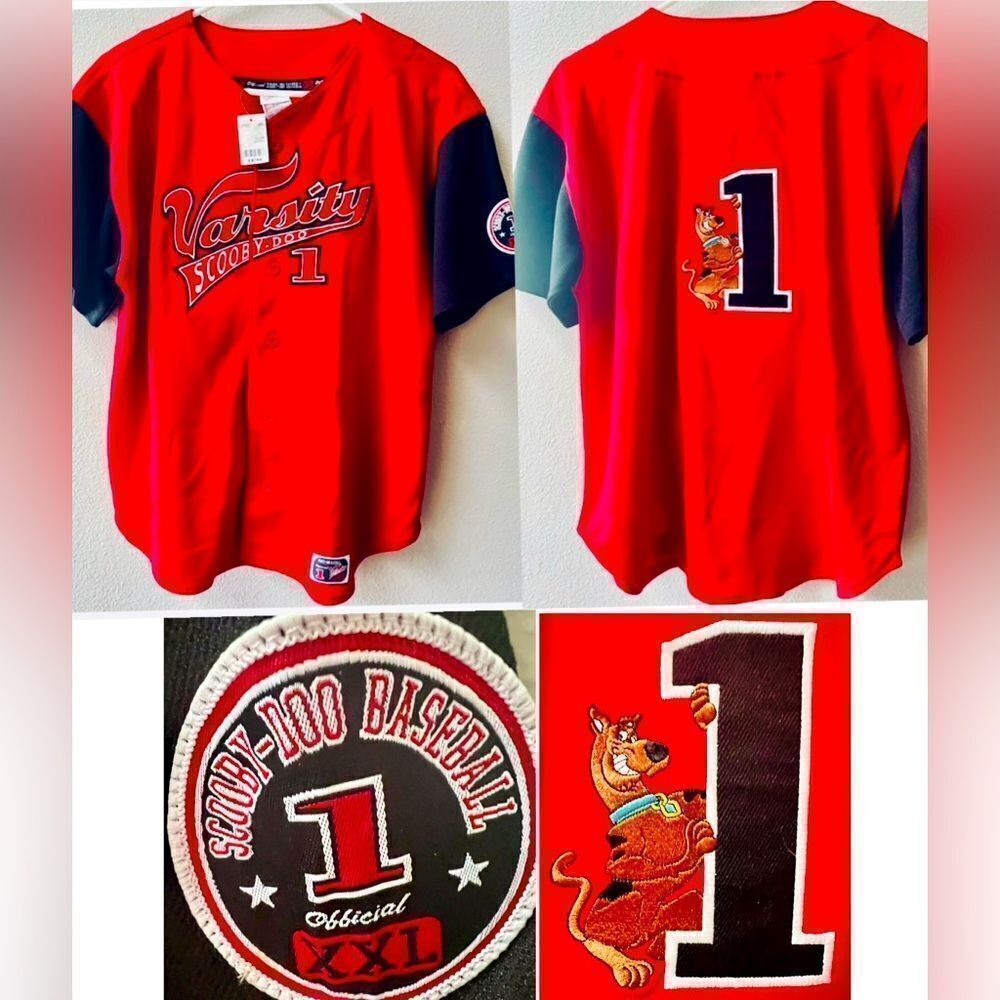 WARNER BROS. SCOOBY-DOO VARSITY BASEBALL JERSEY KIDS SIZE 14/16~NWT~RARE*